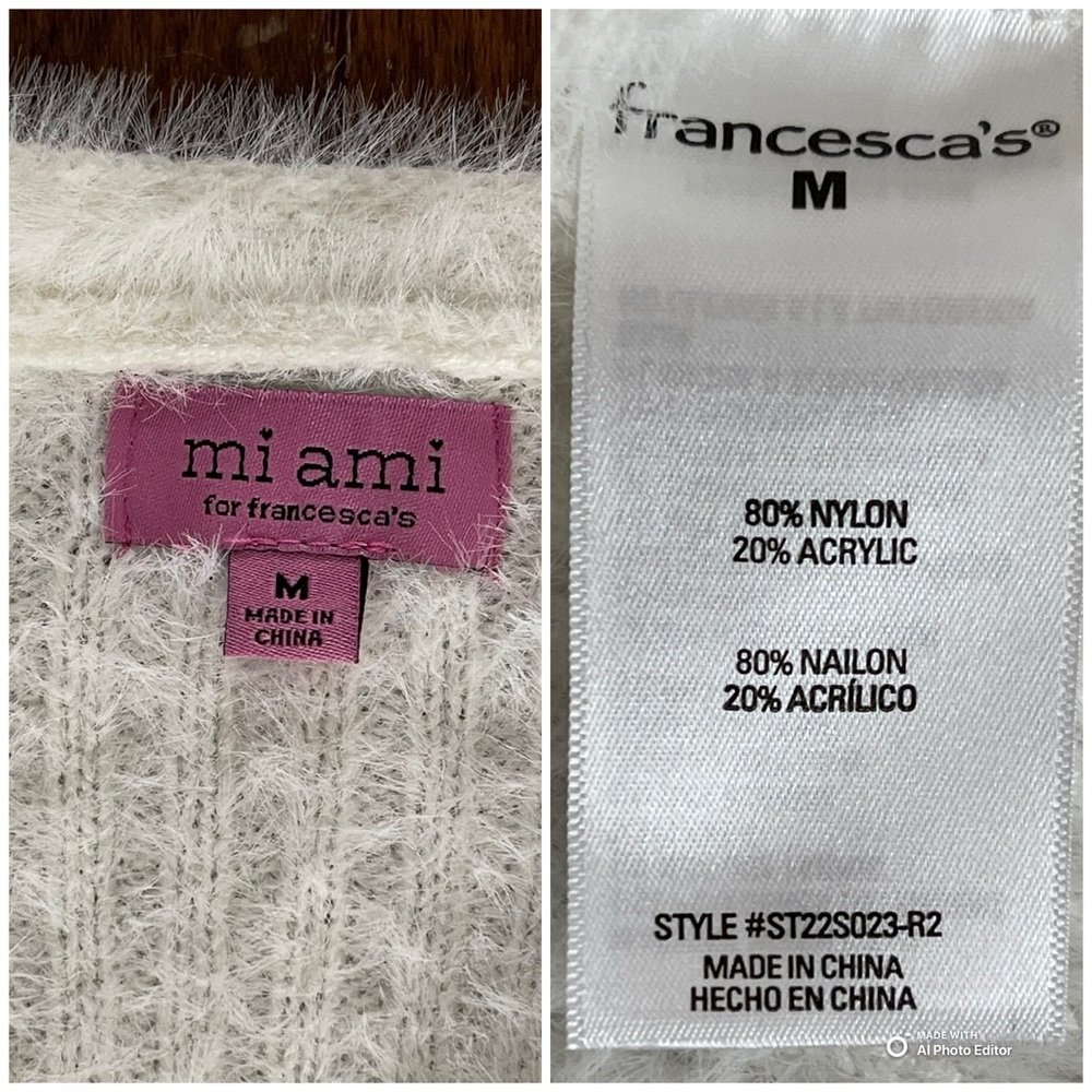 Francesca's Off White Fuzzy Cardigan - Picture 7 of 7